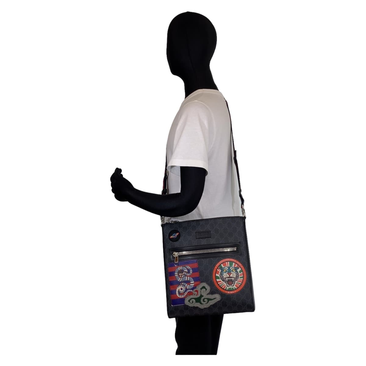 GUCCI グッチ クーリエ GGスプリーム シェリーライン GG柄 ブラック 黒 シルバー金具 PVC / レザー 474137 ショルダーバッグ 肩掛け  メンズ