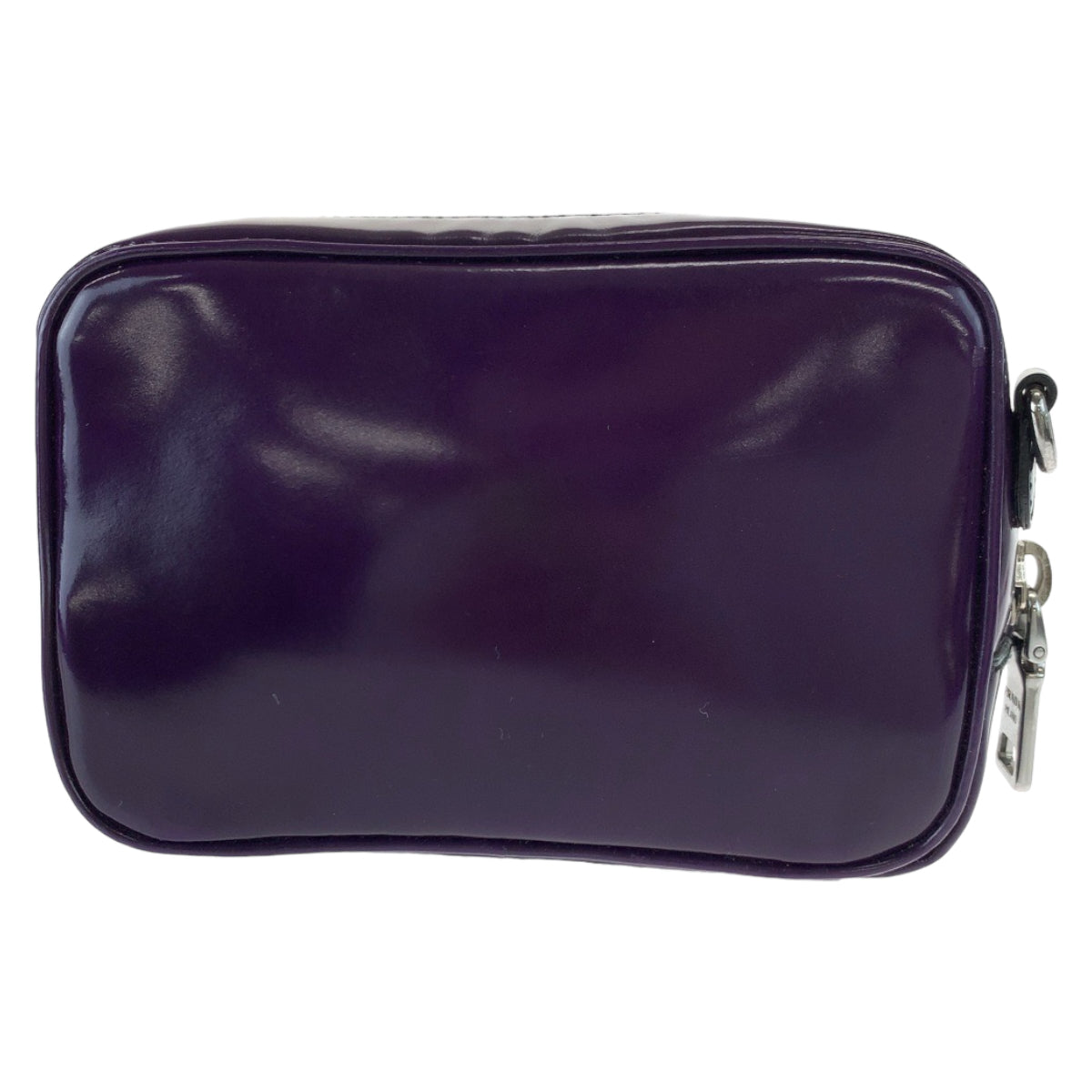 PRADA Prada Triangle Logo Plate Purple Silver Hardware Patent Leather Shoulder Bag Crossbody Women's