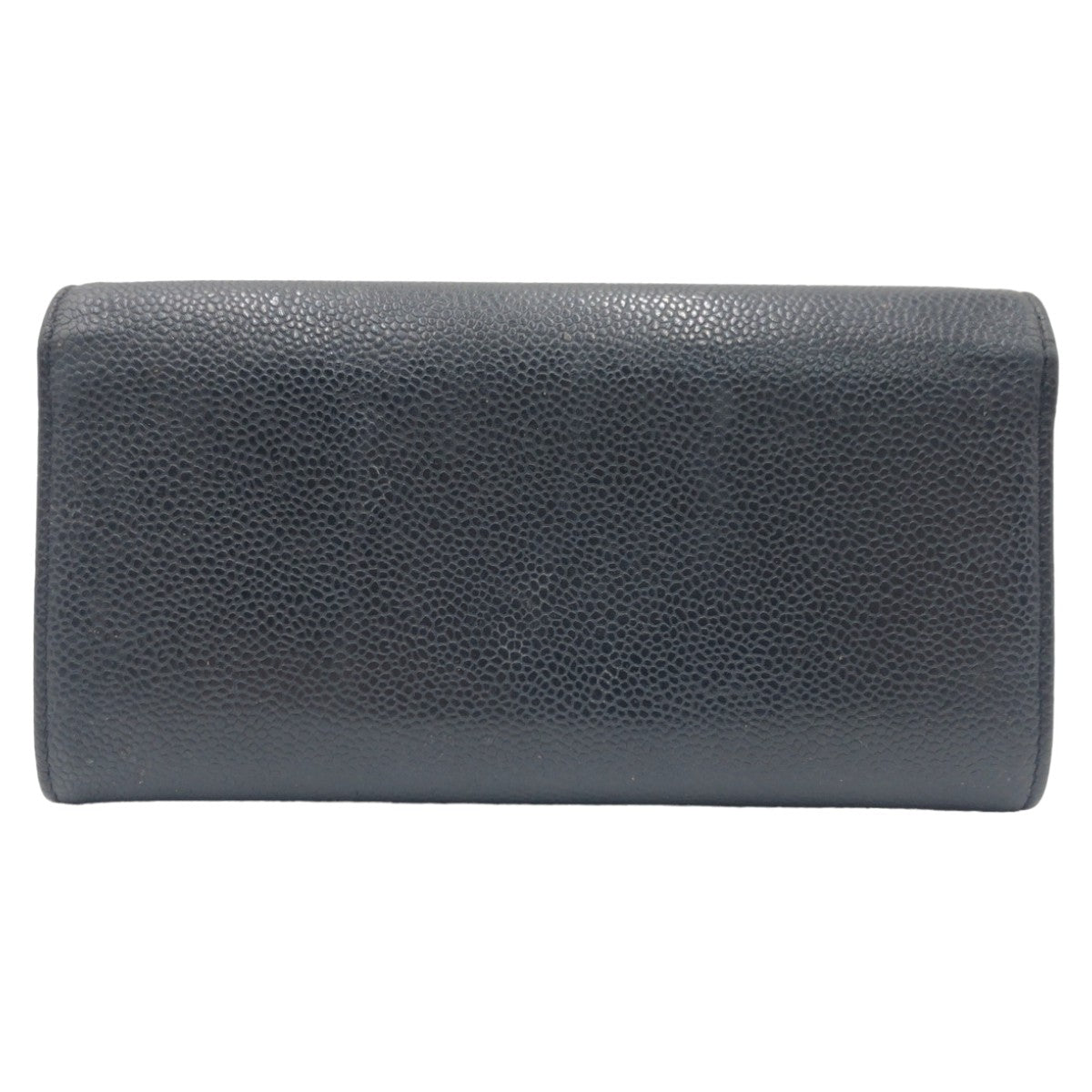 10577
 CHANEL Coco Mark Black Silver Hardware Leather Long Wallet Women's