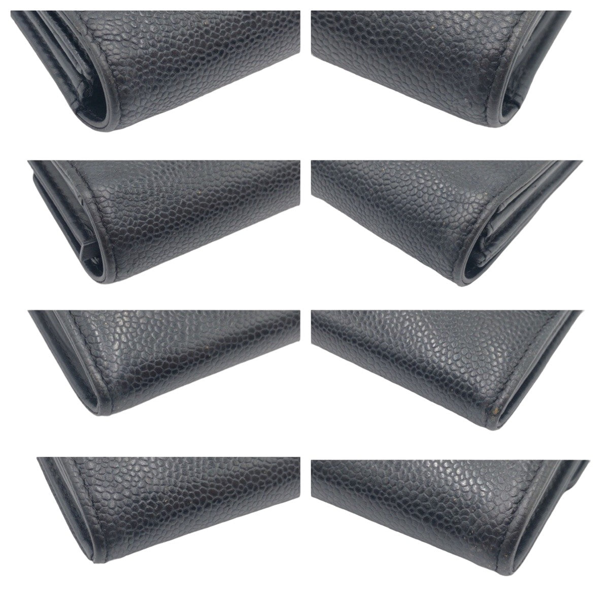 10577
 CHANEL Coco Mark Black Silver Hardware Leather Long Wallet Women's