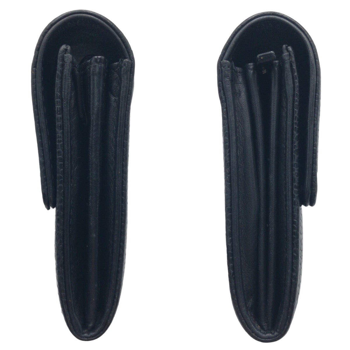 10577
 CHANEL Coco Mark Black Silver Hardware Leather Long Wallet Women's