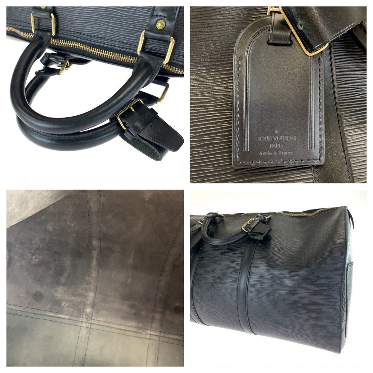 LOUIS VUITTON ルイヴィトン エピ キーポル55 ブラック 黒 ゴールド金具 エピレザー M42952 ボストンバッグ 旅行バッグ  メンズ
