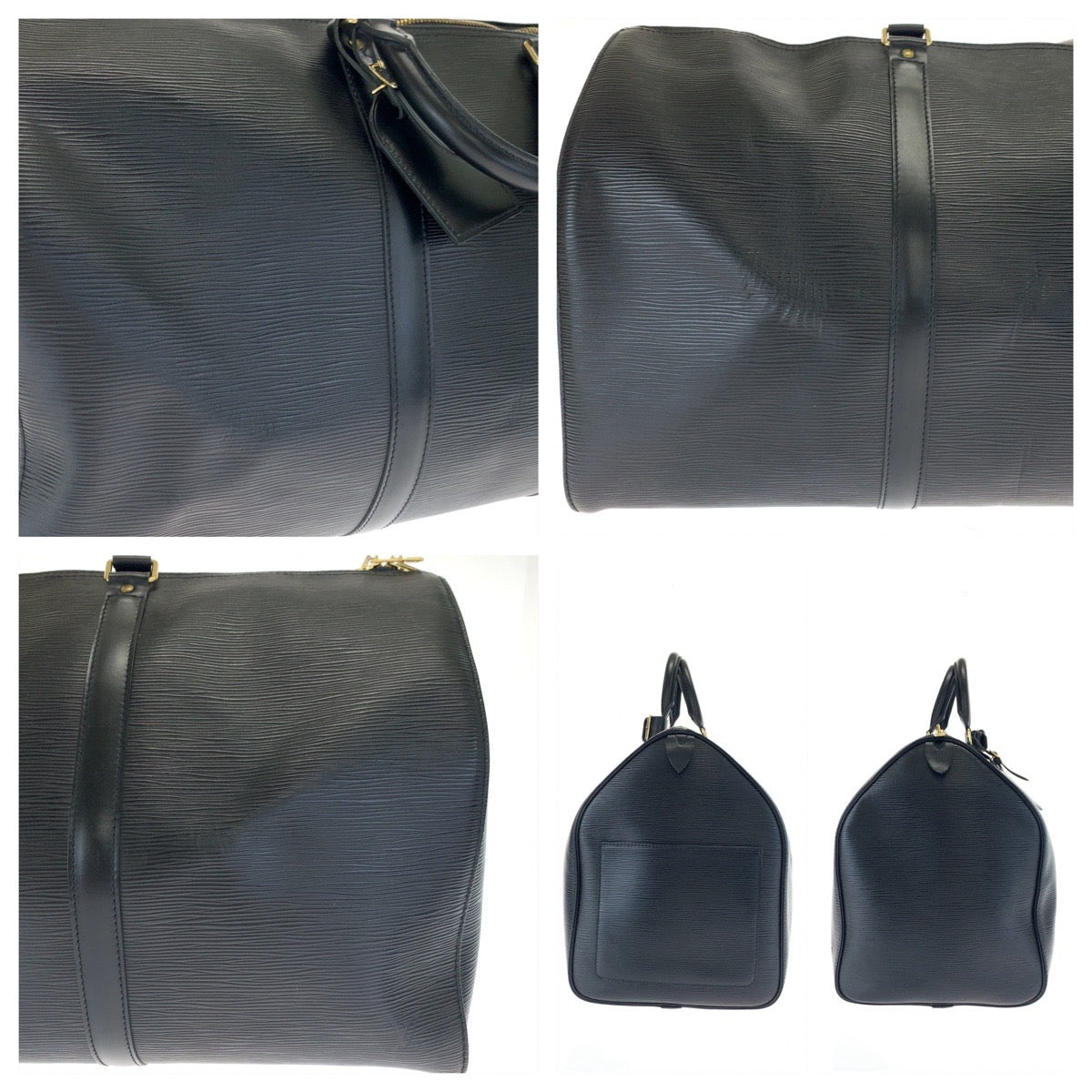LOUIS VUITTON ルイヴィトン エピ キーポル55 ブラック 黒 ゴールド金具 エピレザー M42952 ボストンバッグ 旅行バッグ  メンズ
