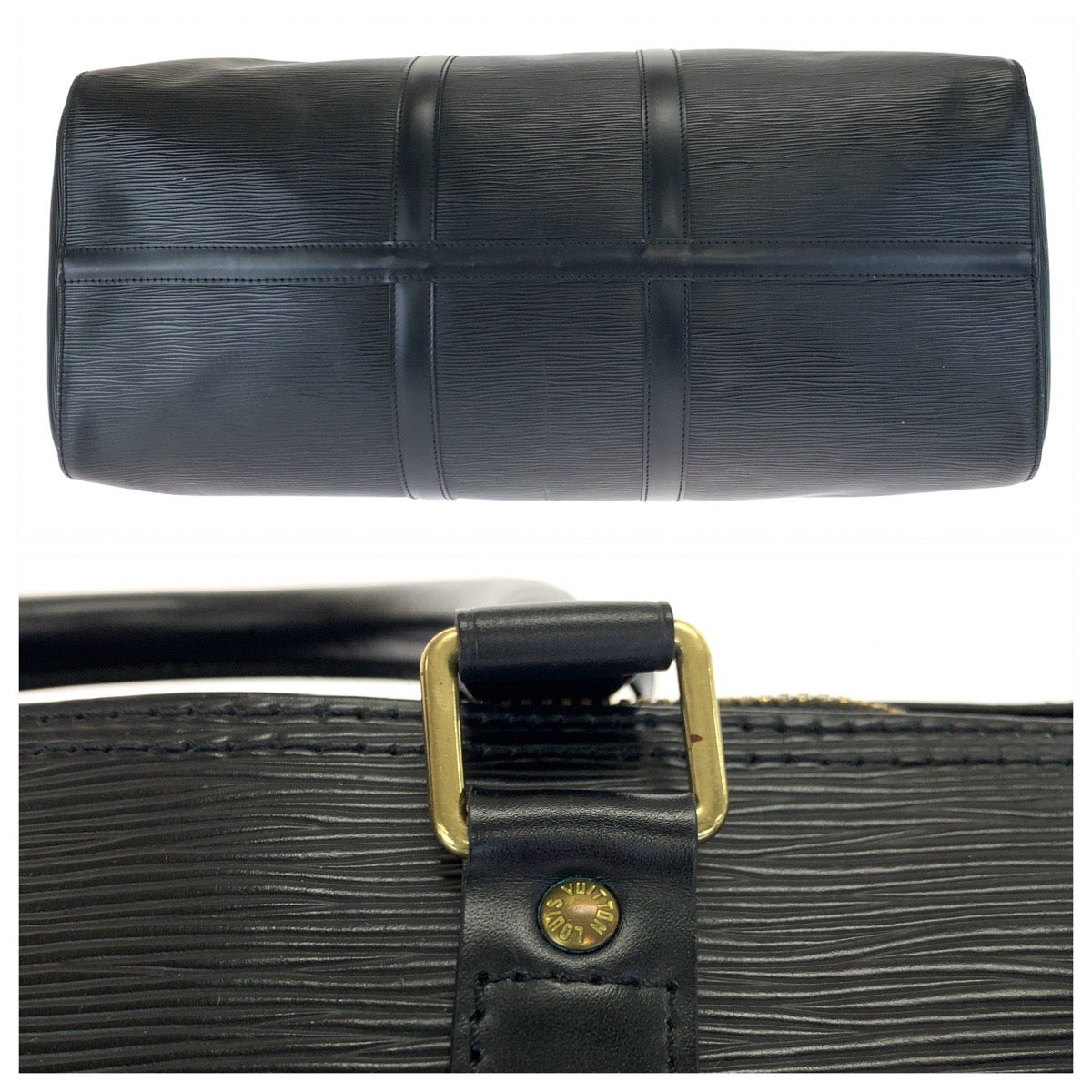 LOUIS VUITTON ルイヴィトン エピ キーポル55 ブラック 黒 ゴールド金具 エピレザー M42952 ボストンバッグ 旅行バッグ  メンズ