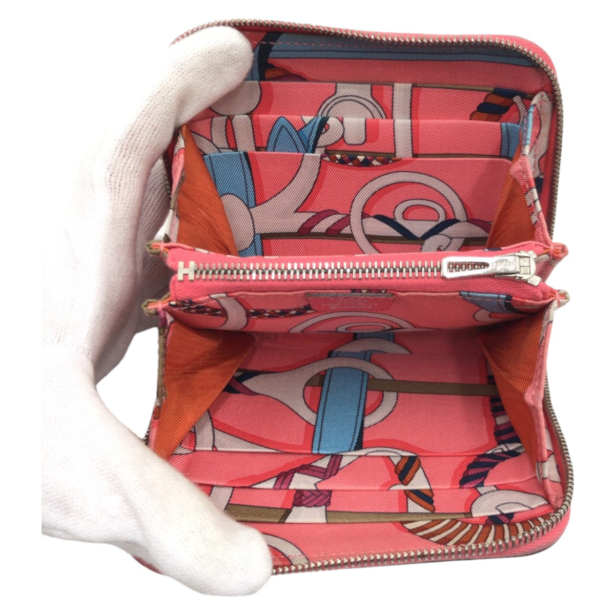 10580
HERMES エルメス アザップ シルクインコンパクト ピンク ローズアザレ シルバー金具 ヴォーエプソン 折財布 コンパクトウォレット D刻印  レディース