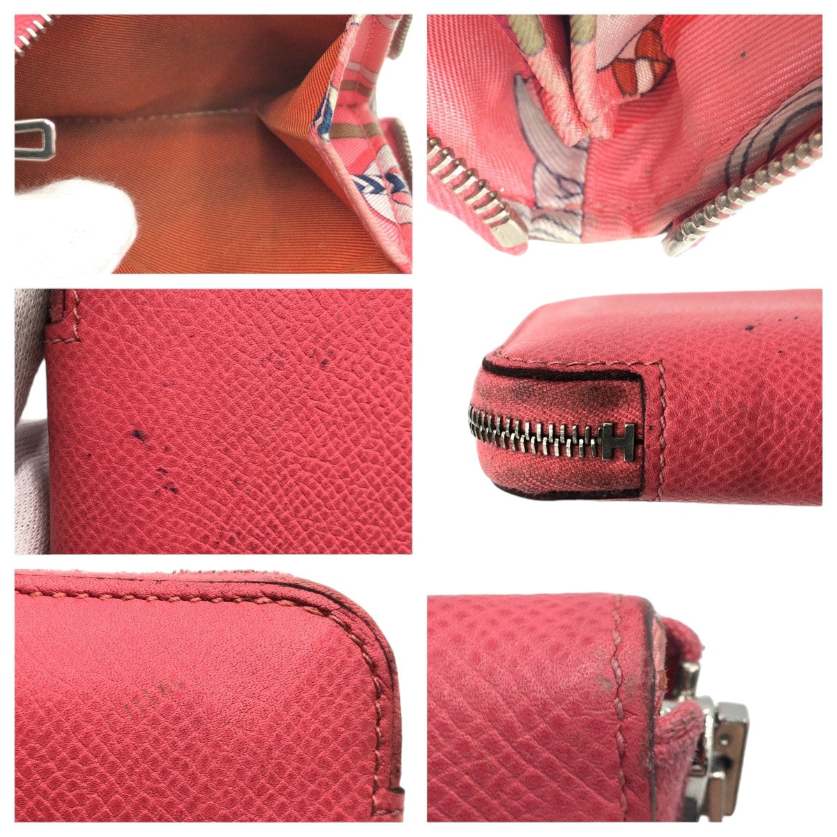 10580
HERMES エルメス アザップ シルクインコンパクト ピンク ローズアザレ シルバー金具 ヴォーエプソン 折財布 コンパクトウォレット D刻印  レディース