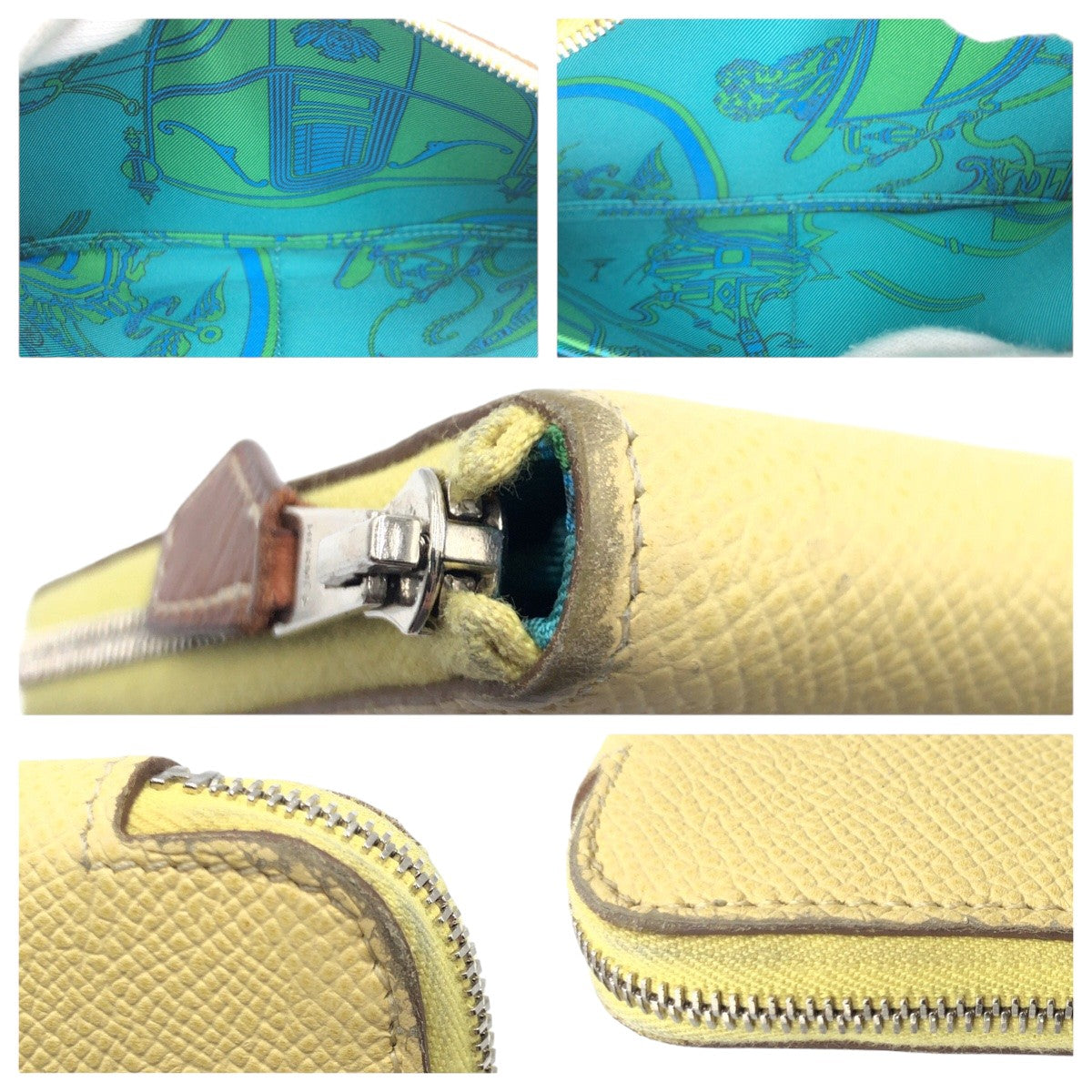 10582
HERMES エルメス アザップ ロングシルクイン イエロー 黄 ジョーヌプッサン ヴォーエプソン 長財布 ロングウォレット ラウンドファスナー X刻印  レディース