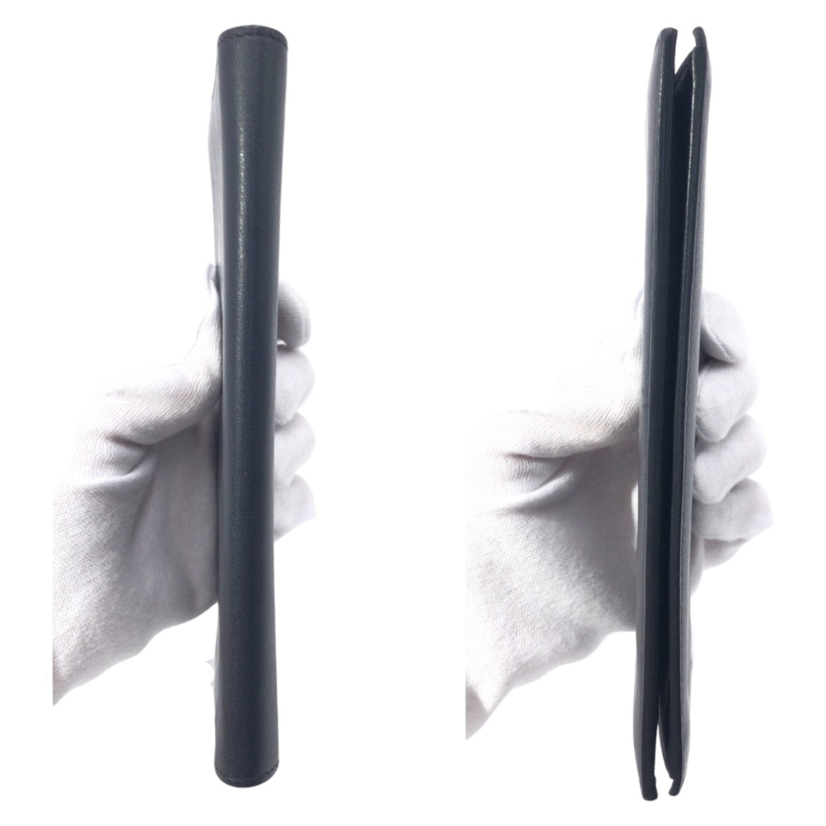 10583
HERMES エルメス シチズン ツイル ブラック 黒 レザー 札入れ 二つ折り財布 A刻印  メンズ A52