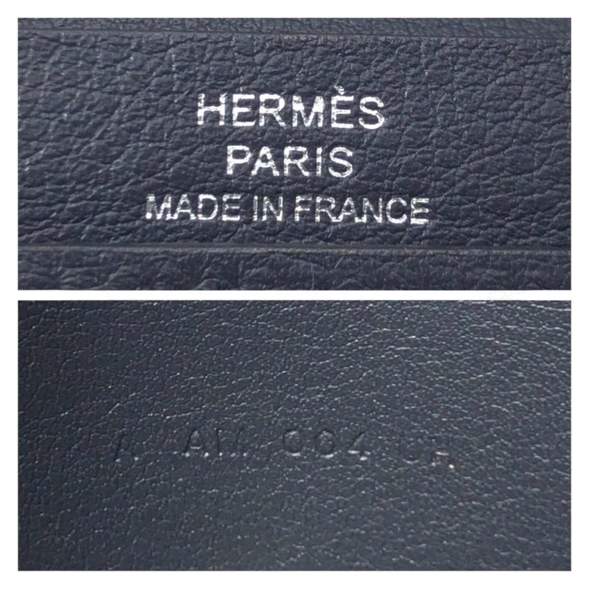 10583
 HERMES Citizen Twill Black Leather Billfold Bi-fold Wallet A Engraved Men's