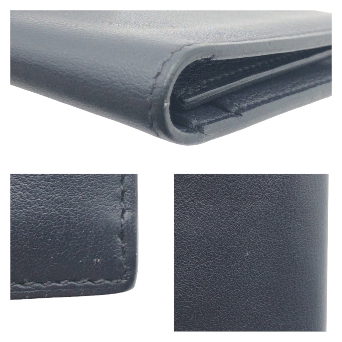 10583
HERMES エルメス シチズン ツイル ブラック 黒 レザー 札入れ 二つ折り財布 A刻印  メンズ A52