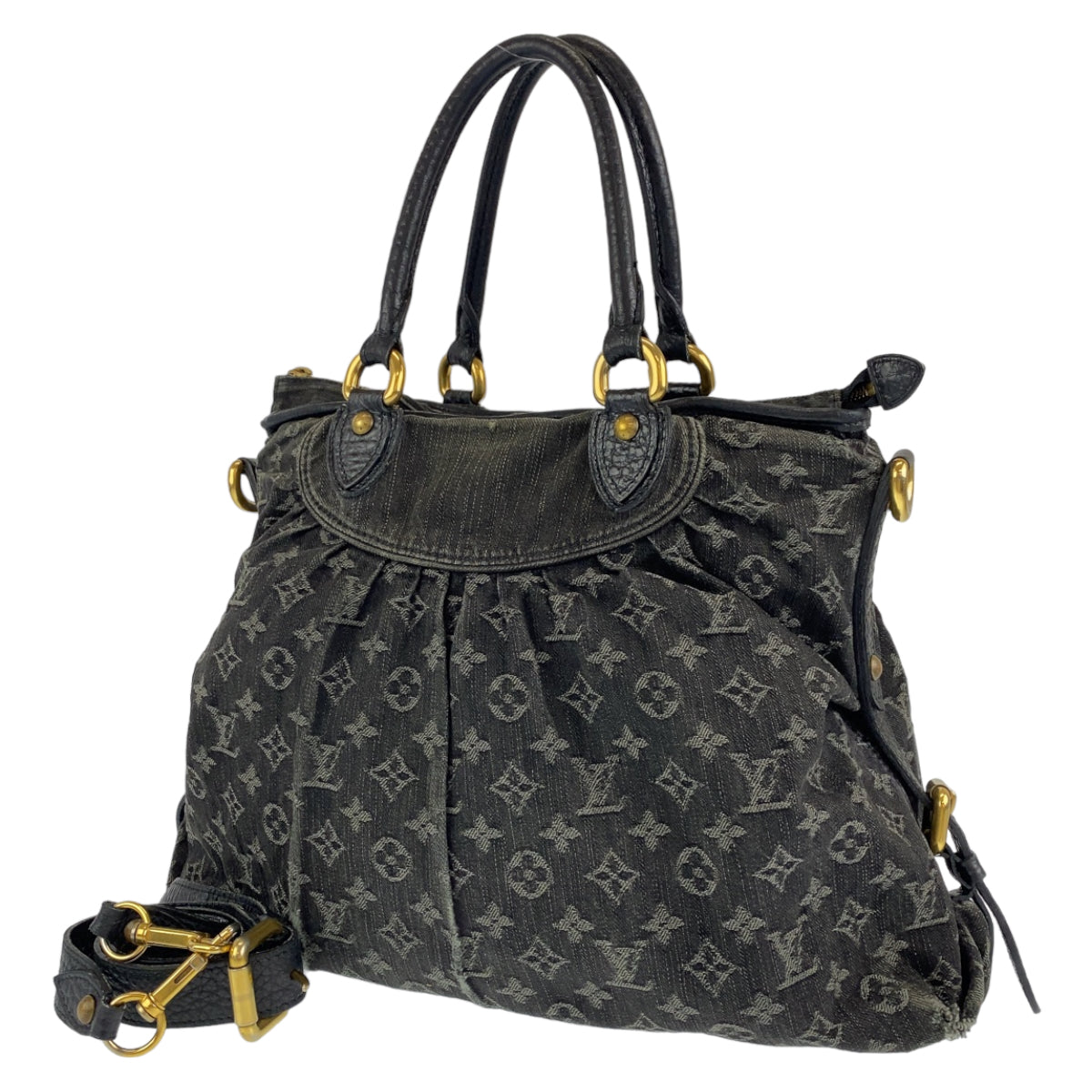 LOUIS VUITTON ルイヴィトン モノグラム デニム ネオカヴィ ＭＭ ブラック 黒 ゴールド金具 モノグラムデニム M95351 ショルダーバッグ ハンドバッグ 2way  レディース