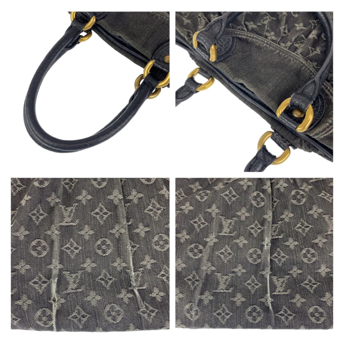 LOUIS VUITTON ルイヴィトン モノグラム デニム ネオカヴィ ＭＭ ブラック 黒 ゴールド金具 モノグラムデニム M95351 ショルダーバッグ ハンドバッグ 2way  レディース