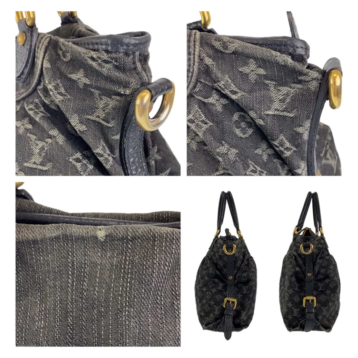 LOUIS VUITTON ルイヴィトン モノグラム デニム ネオカヴィ ＭＭ ブラック 黒 ゴールド金具 モノグラムデニム M95351 ショルダーバッグ ハンドバッグ 2way  レディース
