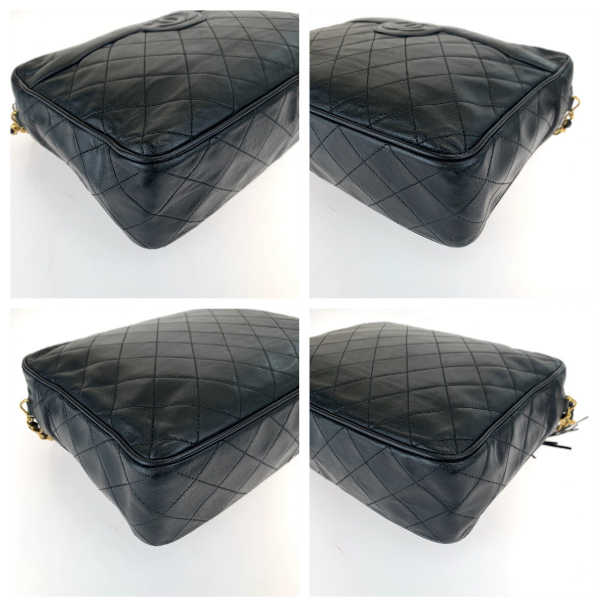 10588
CHANEL シャネル ヴィンテージ マトラッセ ココマーク フリンジ ブラック 黒 ゴールド金具 ラムスキン 斜め掛け ショルダーバッグ ポシェット  レディース