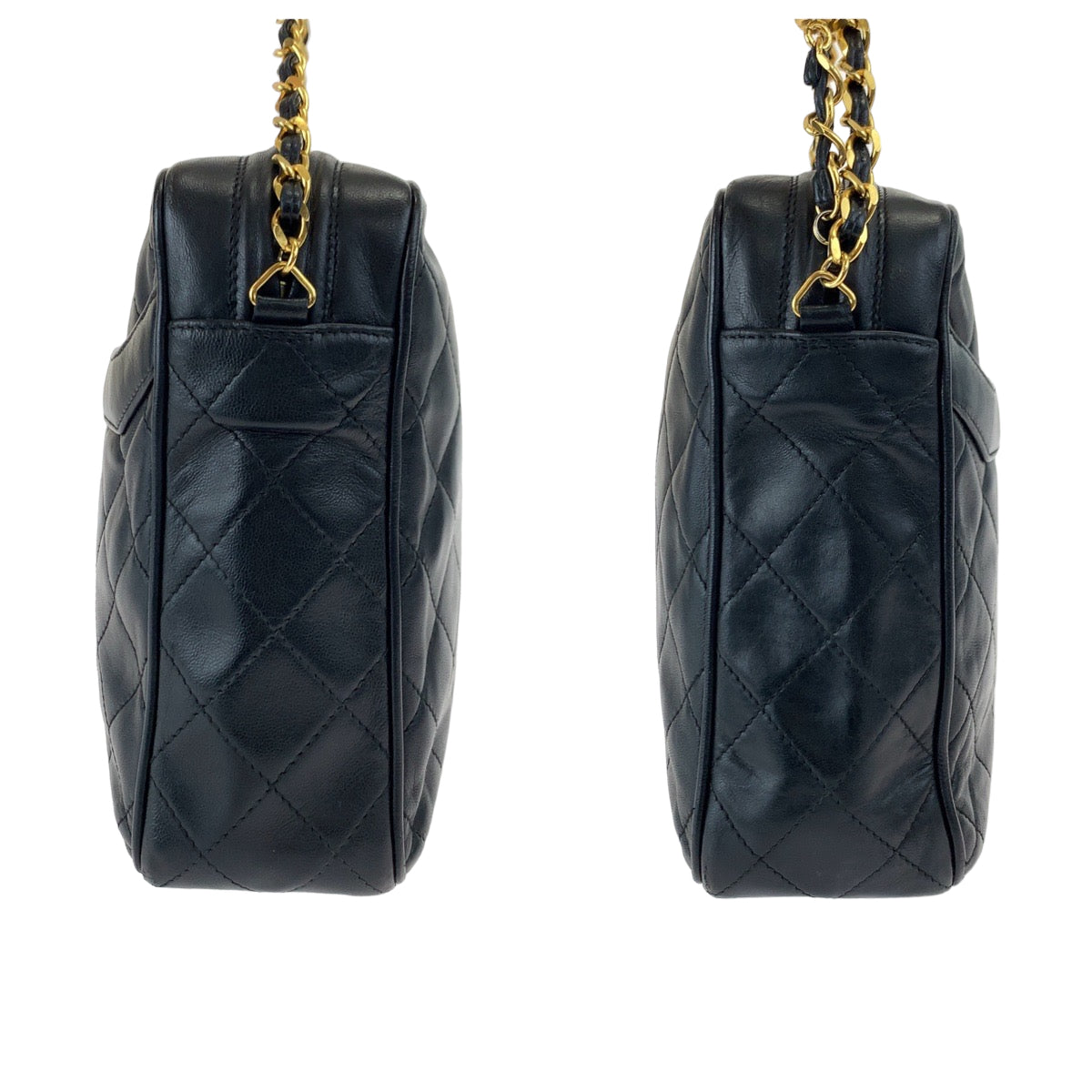 10588
CHANEL シャネル ヴィンテージ マトラッセ ココマーク フリンジ ブラック 黒 ゴールド金具 ラムスキン 斜め掛け ショルダーバッグ ポシェット  レディース