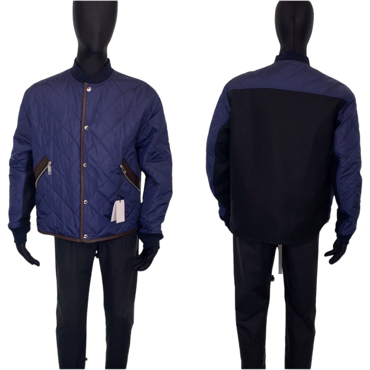 12533
Berluti ベルルッティ サイズ46 ネイビー ブラック シルバー金具 ウール / レザー R19OBL96PAEQ ブルゾン ジャケット スタジャン  メンズ
