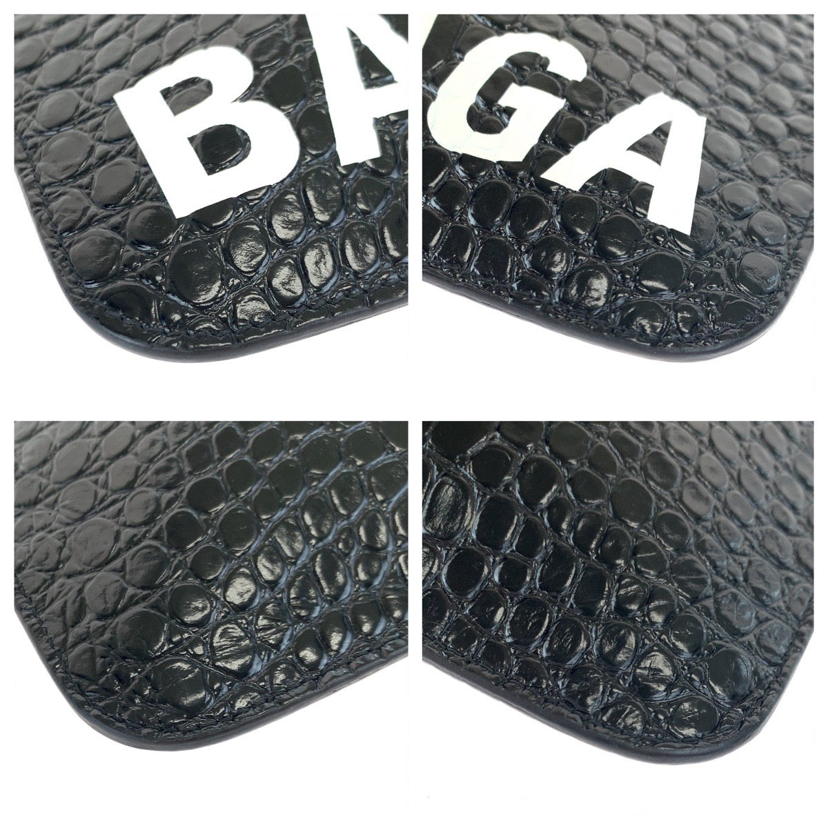 BALENCIAGA バレンシアガ クロコ型押し ロゴ 型押し ブラック 黒 ホワイト 白 レザー 579550 クラッチバッグ セカンドバッグ  メンズ