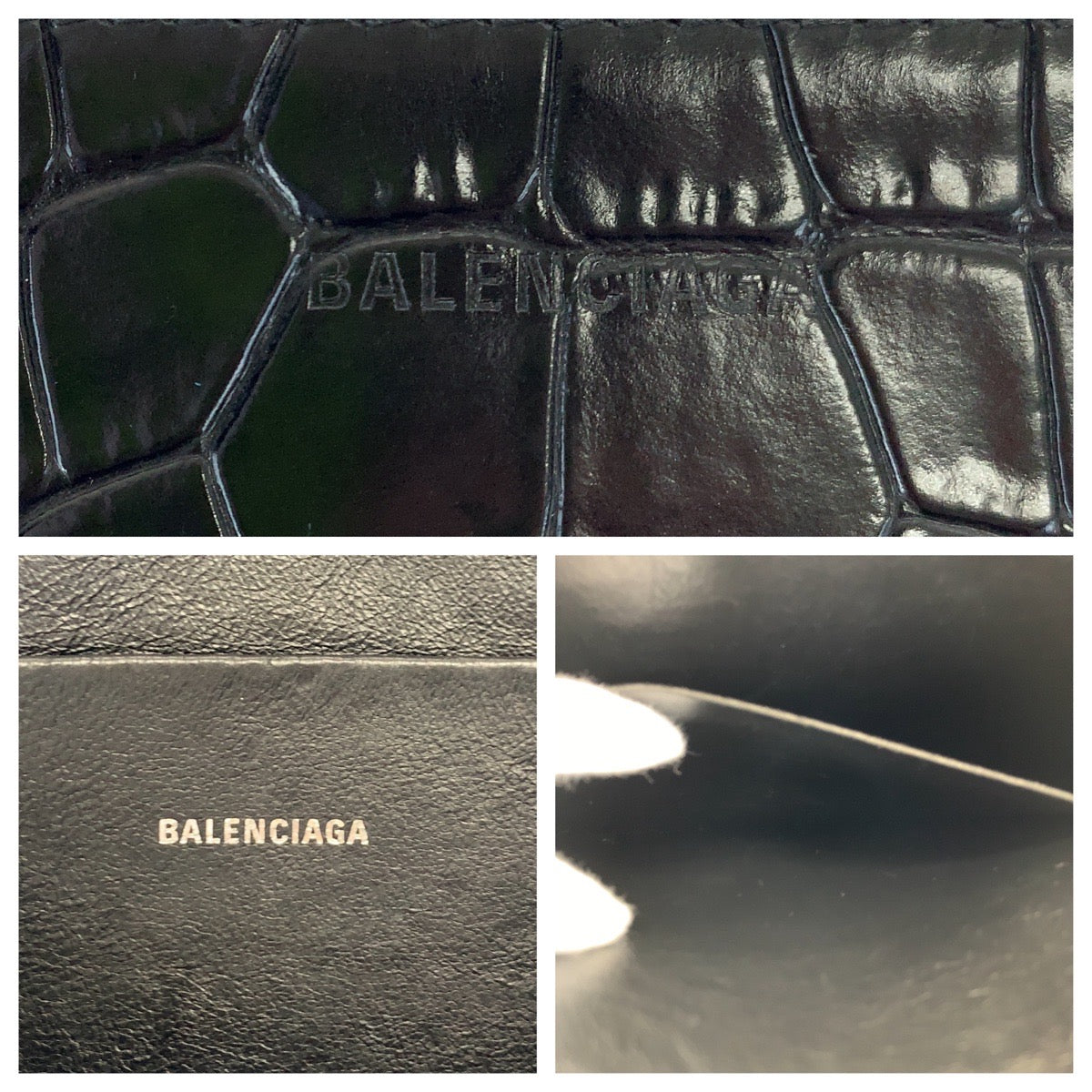 BALENCIAGA バレンシアガ クロコ型押し ロゴ 型押し ブラック 黒 ホワイト 白 レザー 579550 クラッチバッグ セカンドバッグ  メンズ