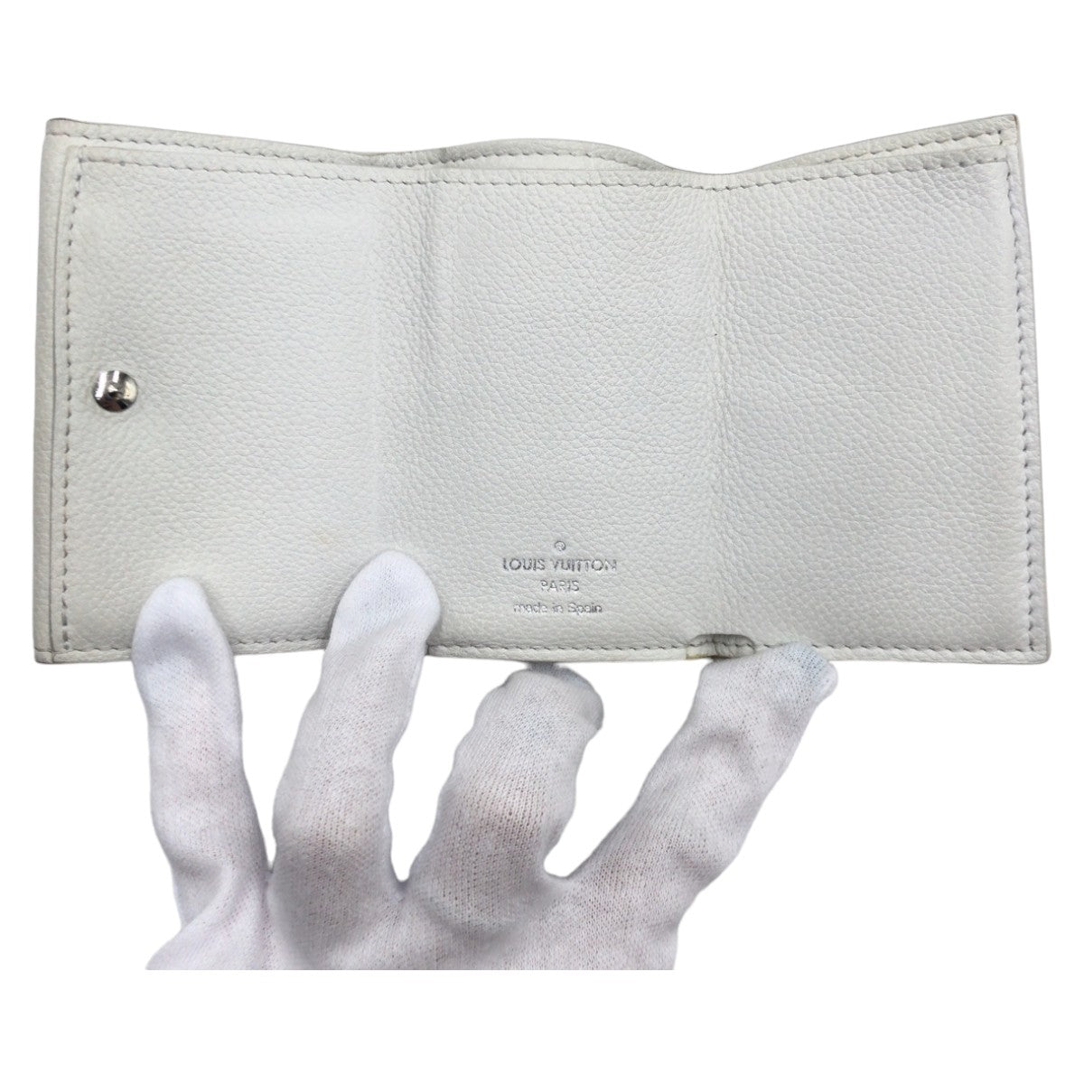 10592
LOUIS VUITTON ルイヴィトン ポルトフォイユ ロックミニ ホワイト シルバー金具 レザー M68482 折財布 コンパクトウォレット  レディース