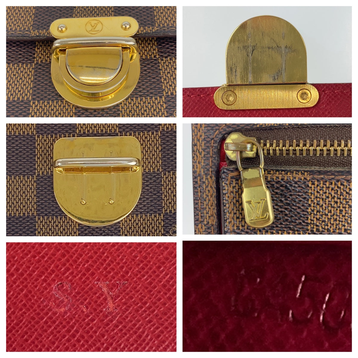 LOUIS VUITTON ルイヴィトン ダミエ エベヌ ポルトフォイユ コアラ ブラウン 茶色 レッド 赤 PVC N60005 二つ折り財布 コンパクトウォレット  レディース