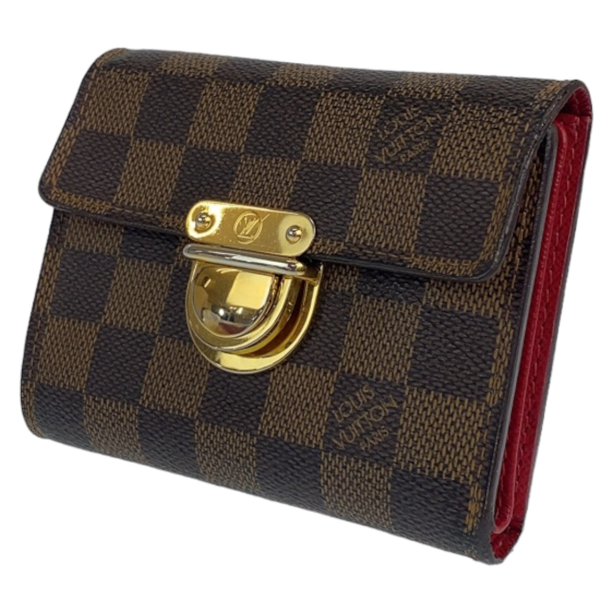 LOUIS VUITTON ルイヴィトン ダミエ エベヌ ポルトフォイユ コアラ ブラウン 茶色 レッド 赤 PVC N60005 二つ折り財布 コンパクトウォレット  レディース