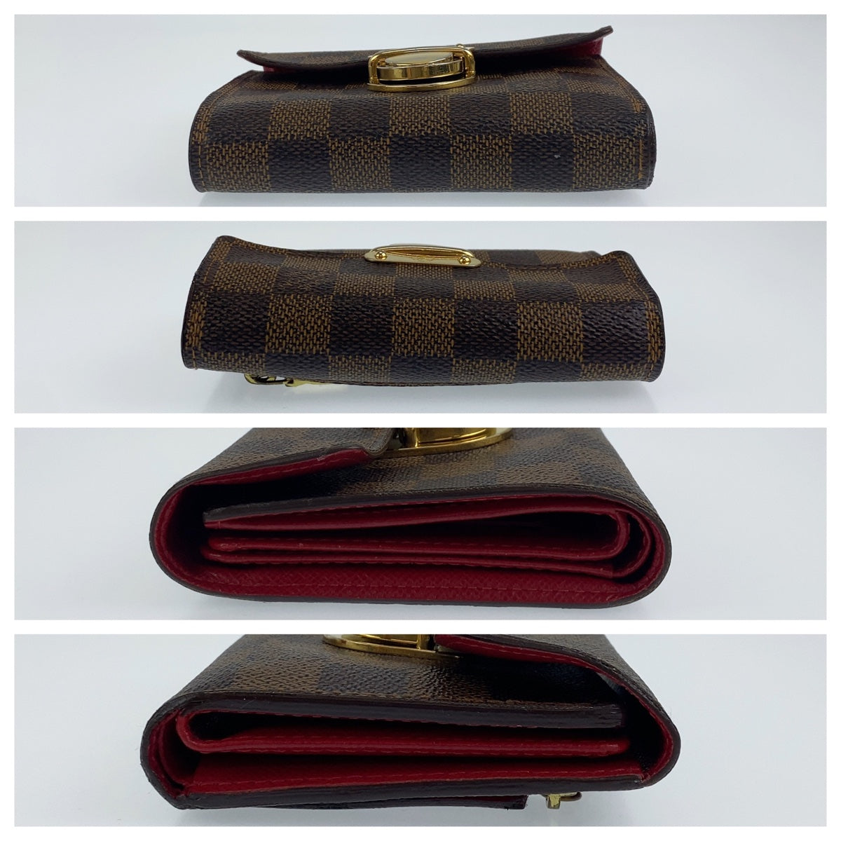 LOUIS VUITTON ルイヴィトン ダミエ エベヌ ポルトフォイユ コアラ ブラウン 茶色 レッド 赤 PVC N60005 二つ折り財布 コンパクトウォレット  レディース