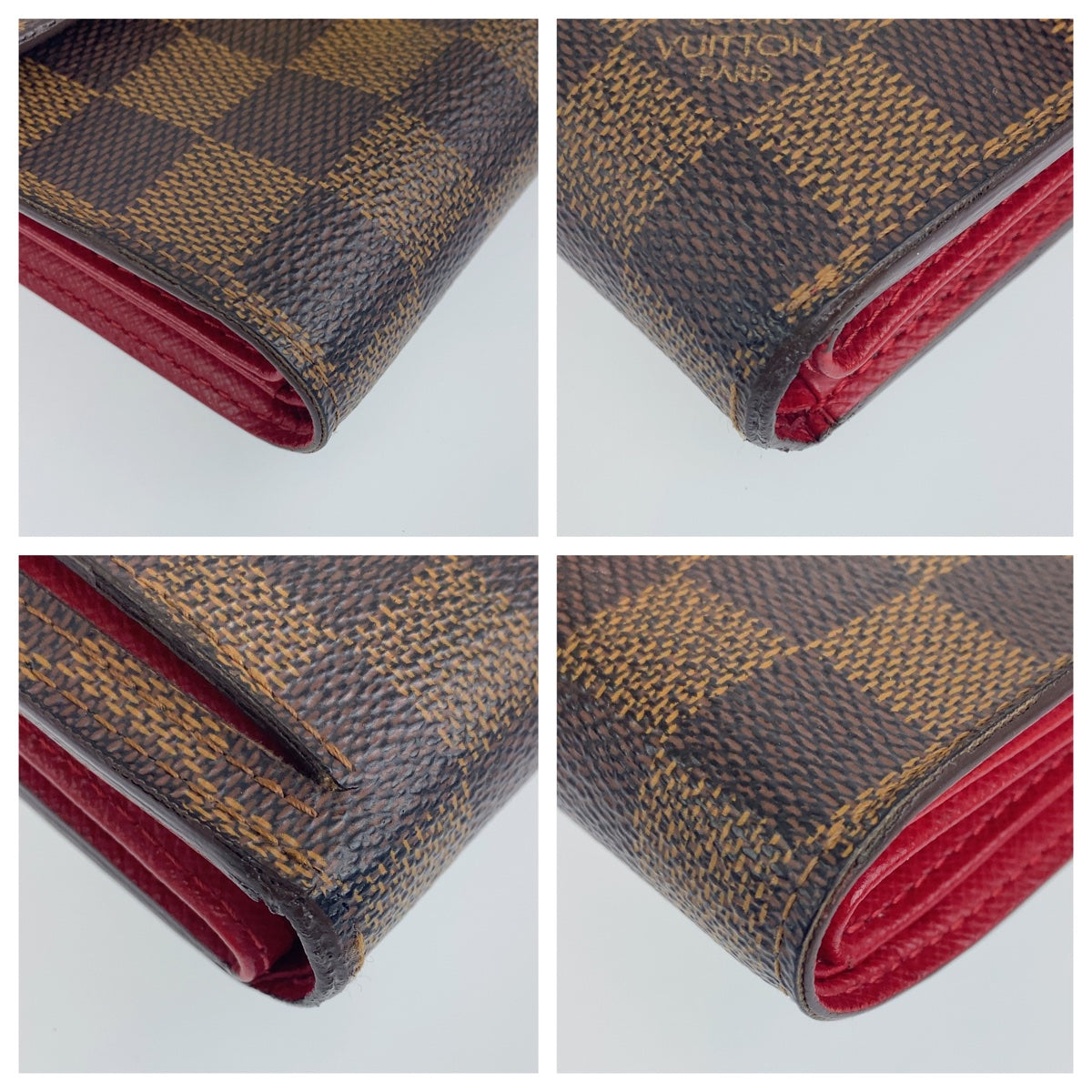 LOUIS VUITTON ルイヴィトン ダミエ エベヌ ポルトフォイユ コアラ ブラウン 茶色 レッド 赤 PVC N60005 二つ折り財布 コンパクトウォレット  レディース