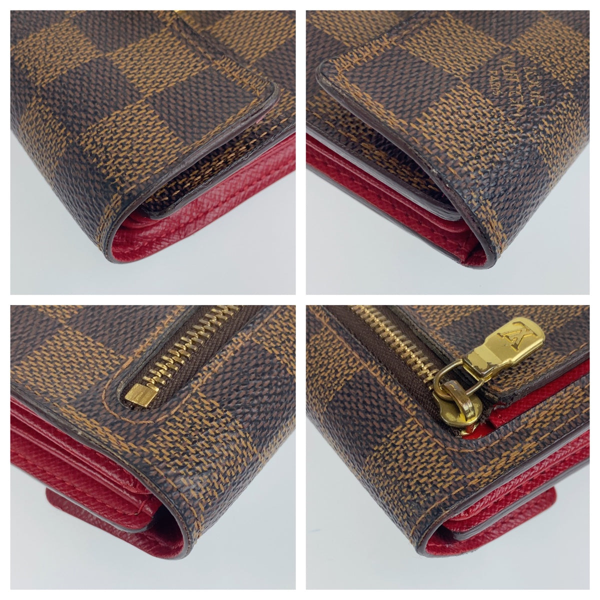 LOUIS VUITTON ルイヴィトン ダミエ エベヌ ポルトフォイユ コアラ ブラウン 茶色 レッド 赤 PVC N60005 二つ折り財布 コンパクトウォレット  レディース