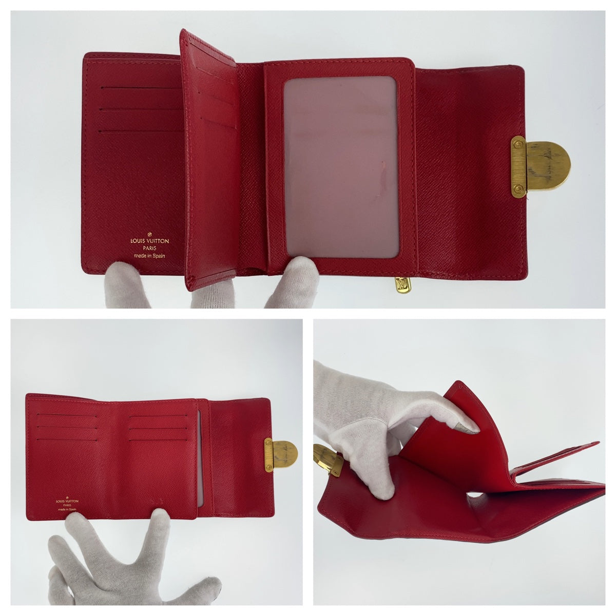LOUIS VUITTON ルイヴィトン ダミエ エベヌ ポルトフォイユ コアラ ブラウン 茶色 レッド 赤 PVC N60005 二つ折り財布 コンパクトウォレット  レディース