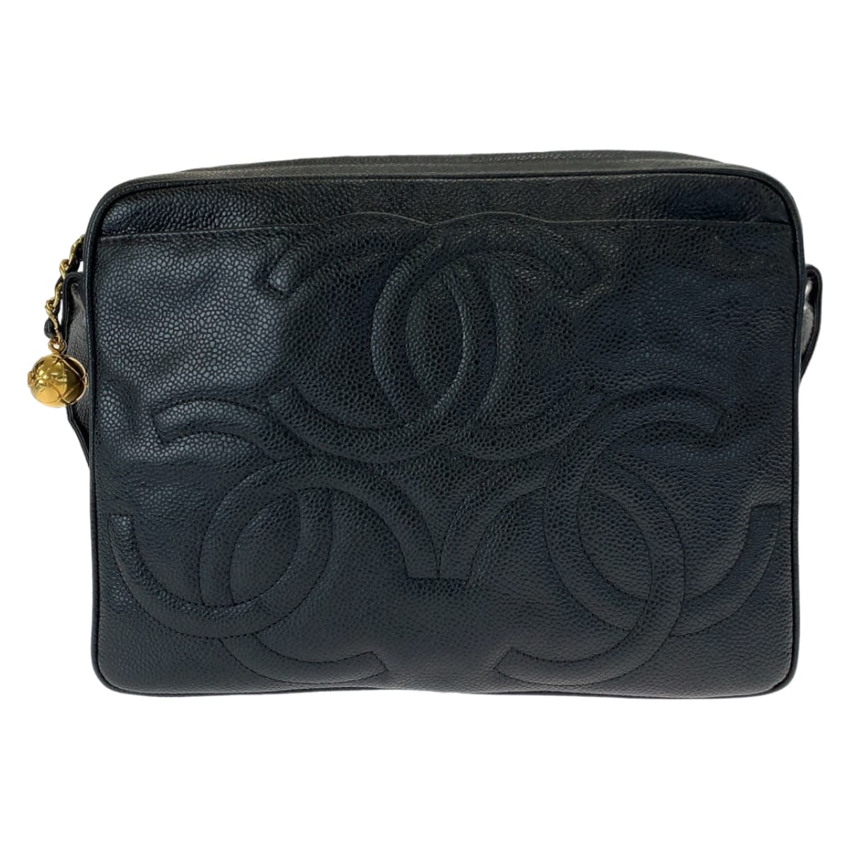 CHANEL シャネル ヴィンテージ トリプルココマーク ブラック 黒 ゴールド金具 キャビアスキン ショルダーバッグ 斜め掛け  レディース