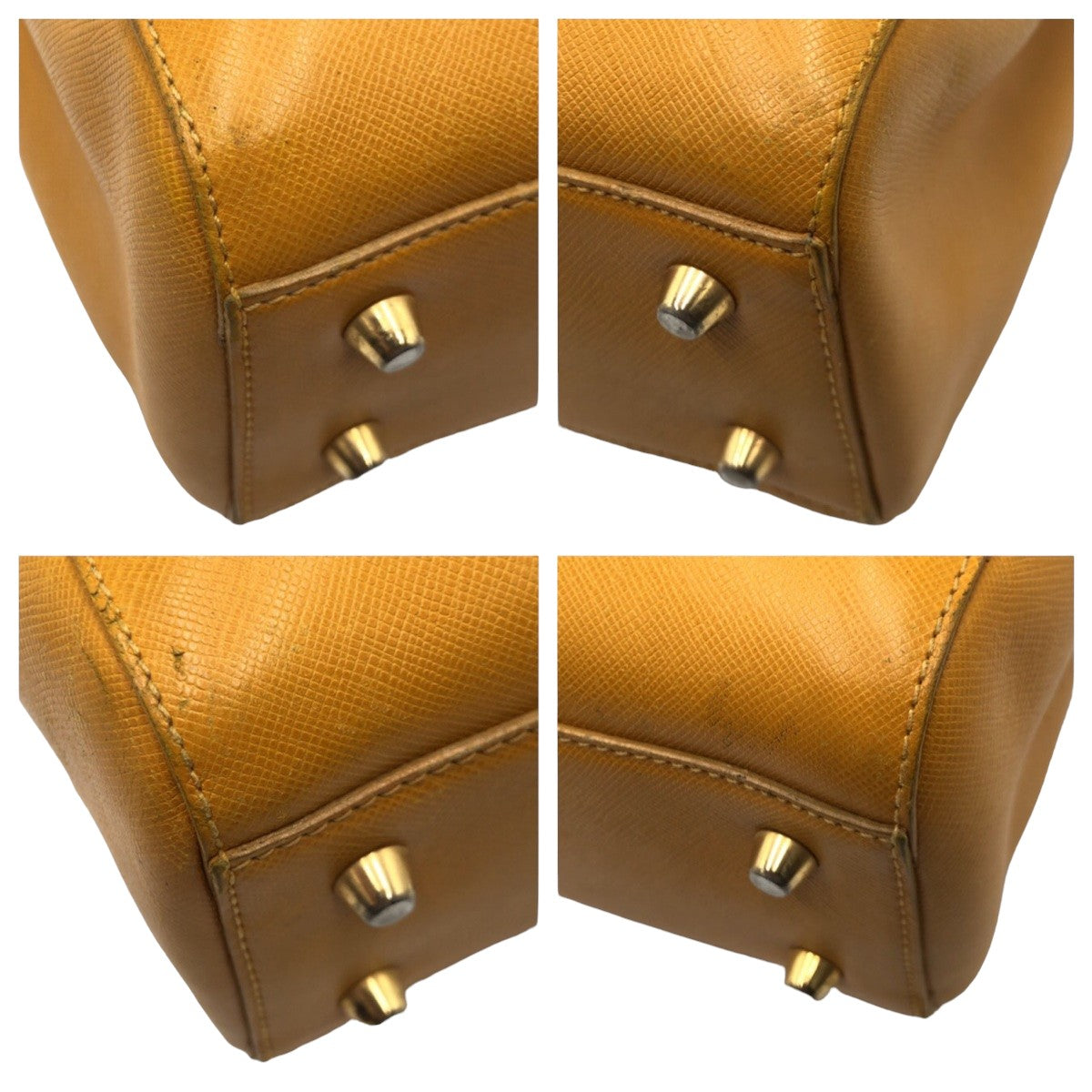 10594
PRADA プラダ サフィアーノ 三角ロゴ イエロー レザー トートバッグ ハンドバッグ ショルダーバッグ 2WAY  レディース