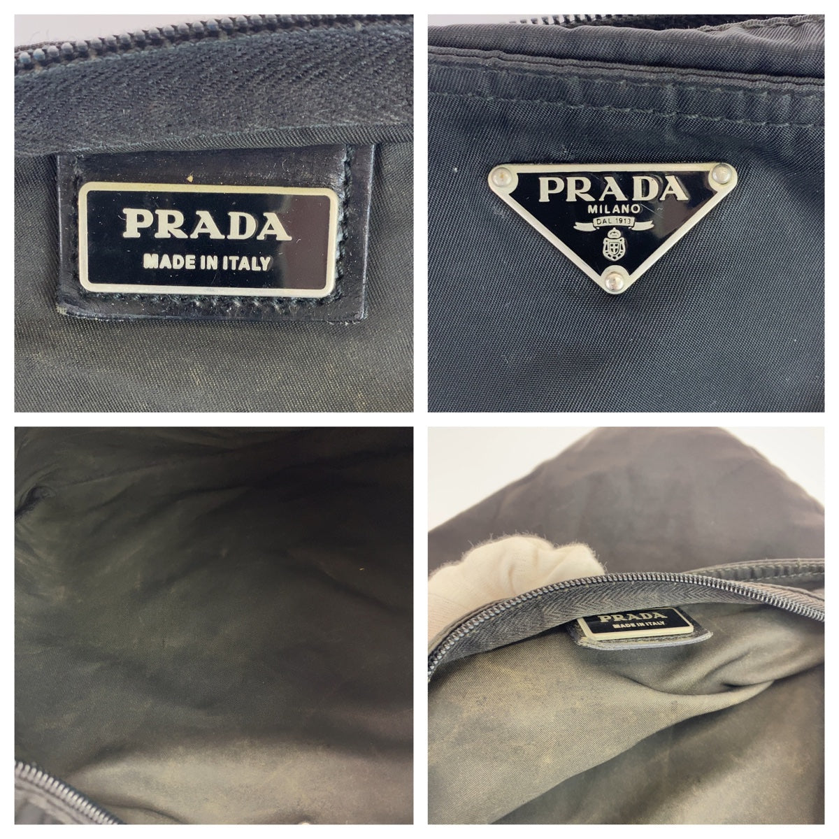 10600
PRADA プラダ テスート 三角ロゴプレート ブラック シルバー金具 ナイロン 斜め掛け ショルダーバッグ メッセンジャーバッグ  メンズ