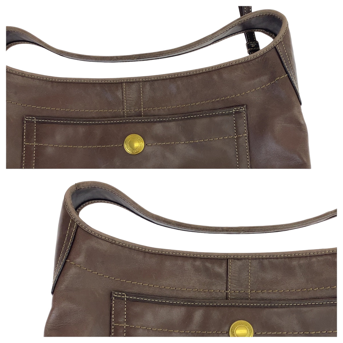 COACH コーチ ホーボー ブラウン 茶 ゴールド金具 レザー 11283 ワンショルダーバッグ 肩掛け  レディース