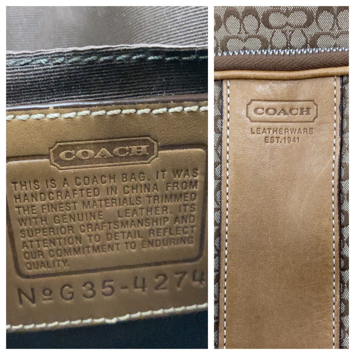 12531
 COACH Signature Brown Beige Silver Hardware Canvas/Leather Crossbody Shoulder Bag Pochette Women's
