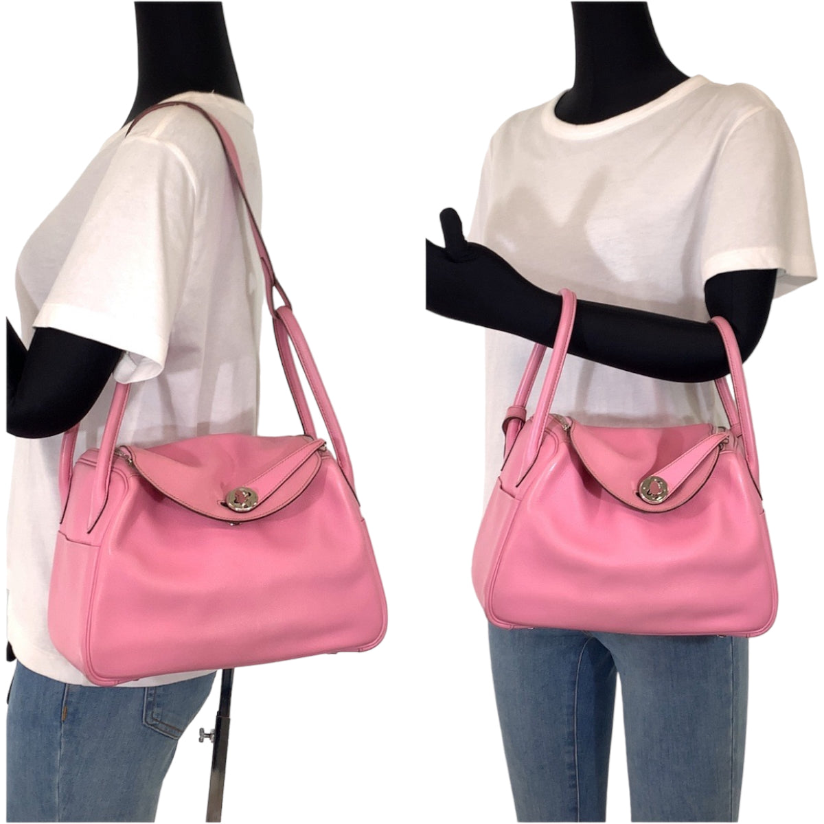 HERMES エルメス リンディ26 ピンク シルバー金具 レザー / トリヨンクレマンス ショルダーバッグ ハンドバッグ 2way  レディース