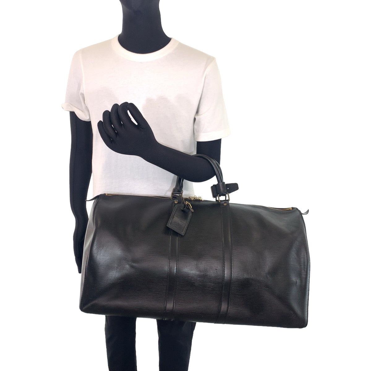 LOUIS VUITTON ルイヴィトン エピ キーポル55 ノワール ブラック 黒 ゴールド金具 エピレザー M42952 ボストンバッグ 旅行バッグ  メンズ
