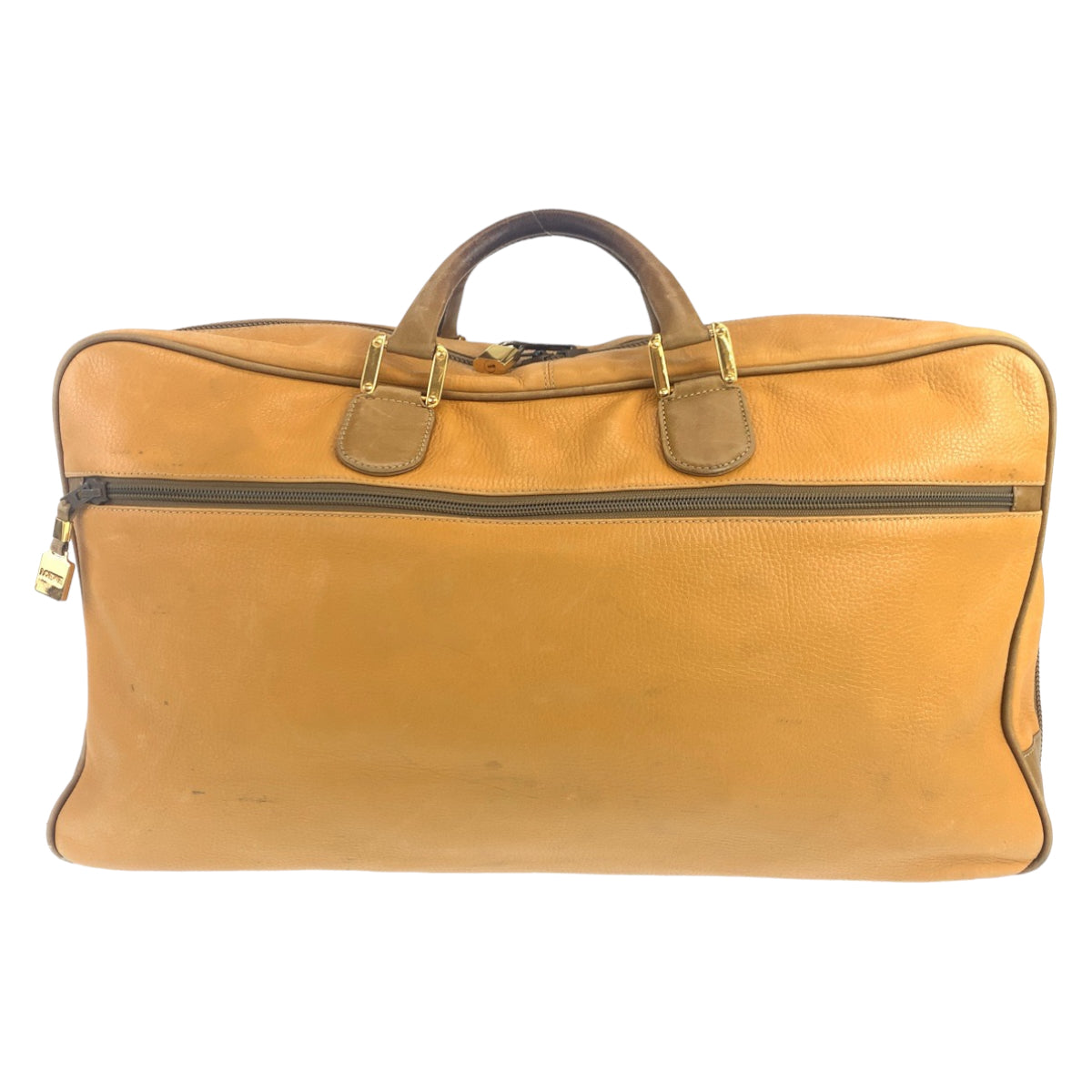 LOEWE ロエベ アナグラム ブラウン 茶 ゴールド金具 レザー ボストンバッグ 旅行バッグ  メンズ