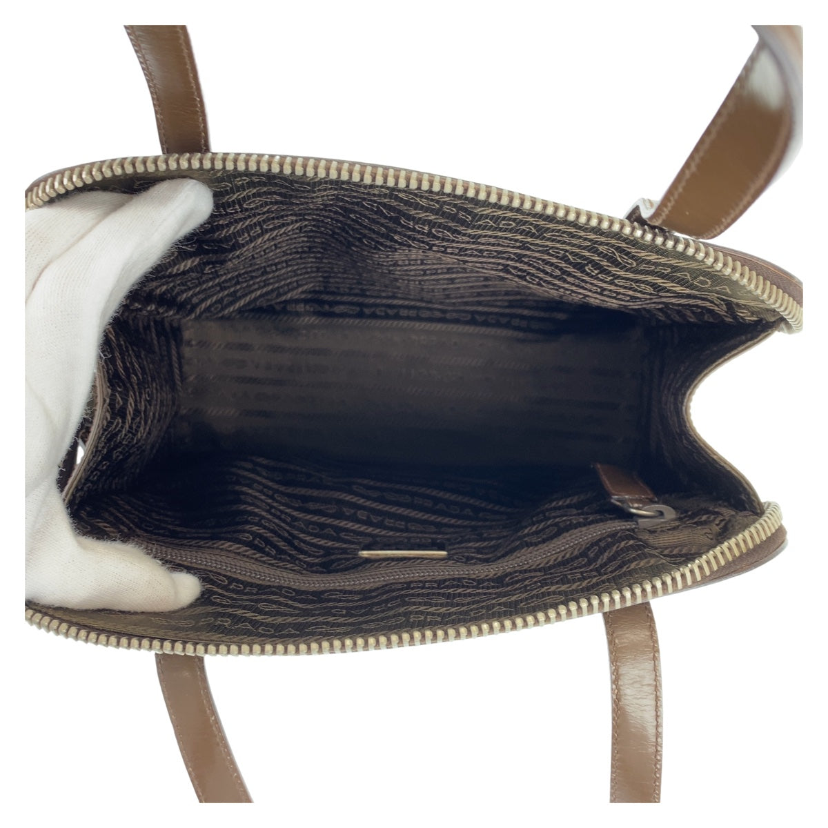 PRADA Prada logo embossed brown silver hardware leather shoulder bag for women