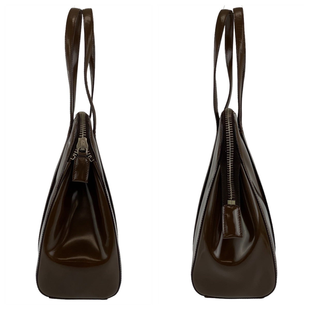 PRADA Prada logo embossed brown silver hardware leather shoulder bag for women