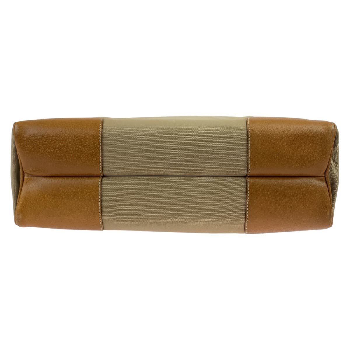 10611
PRADA プラダ 三角ロゴプレート 男女兼用 ベージュ キャメル シルバー金具 キャンバス / レザー トートバッグ ハンドバッグ  メンズ