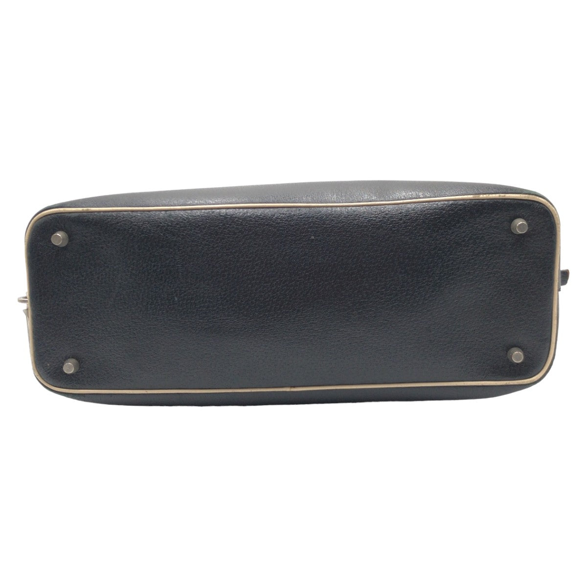 PRADA Prada Triangle Logo Black Silver Hardware Leather Handbag Boston Bag Women's