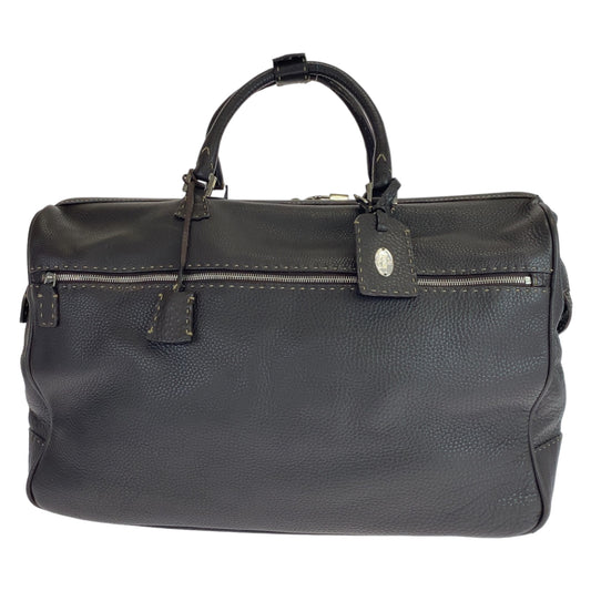 10613
FENDI フェンディ セレリア ブラウン 茶 シルバー金具 レザー ボストンバッグ 旅行バッグ  メンズ