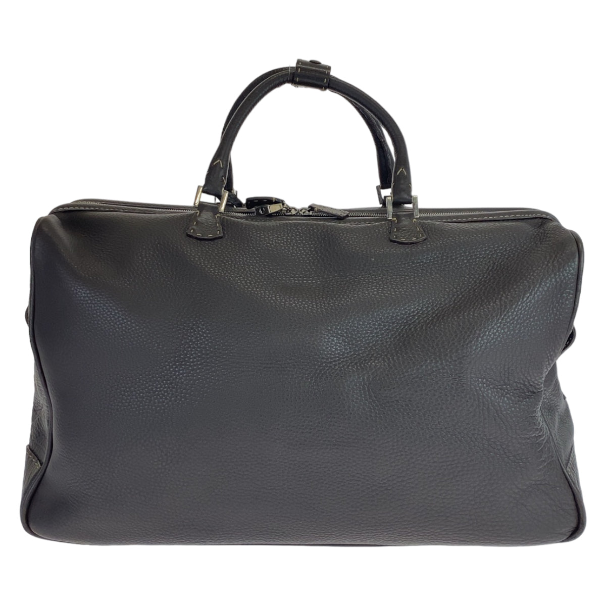 10613
FENDI フェンディ セレリア ブラウン 茶 シルバー金具 レザー ボストンバッグ 旅行バッグ  メンズ