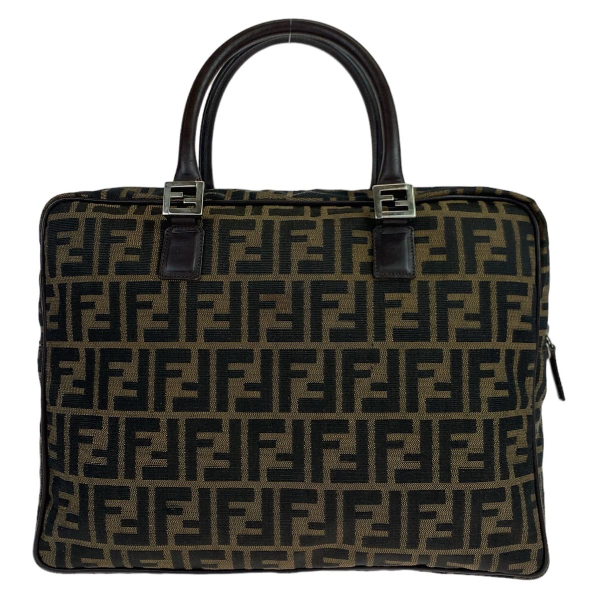 FENDI フェンディ ズッカ ブラウン 茶 シルバー金具 キャンバス / レザー ビジネスバッグ A4対応 男女兼用  メンズ