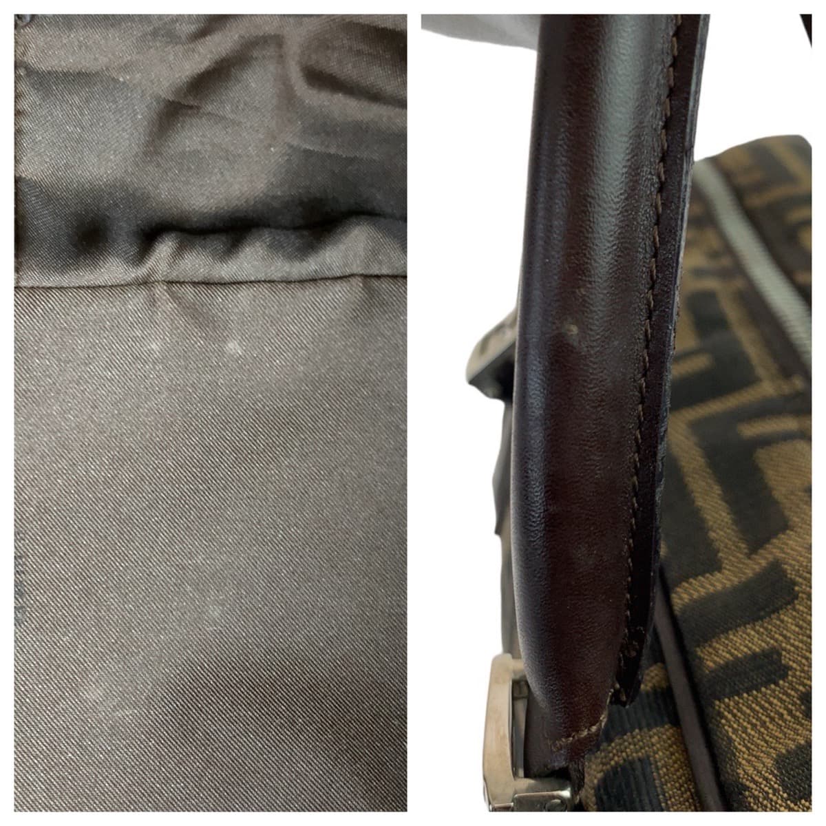 FENDI フェンディ ズッカ ブラウン 茶 シルバー金具 キャンバス / レザー ビジネスバッグ A4対応 男女兼用  メンズ