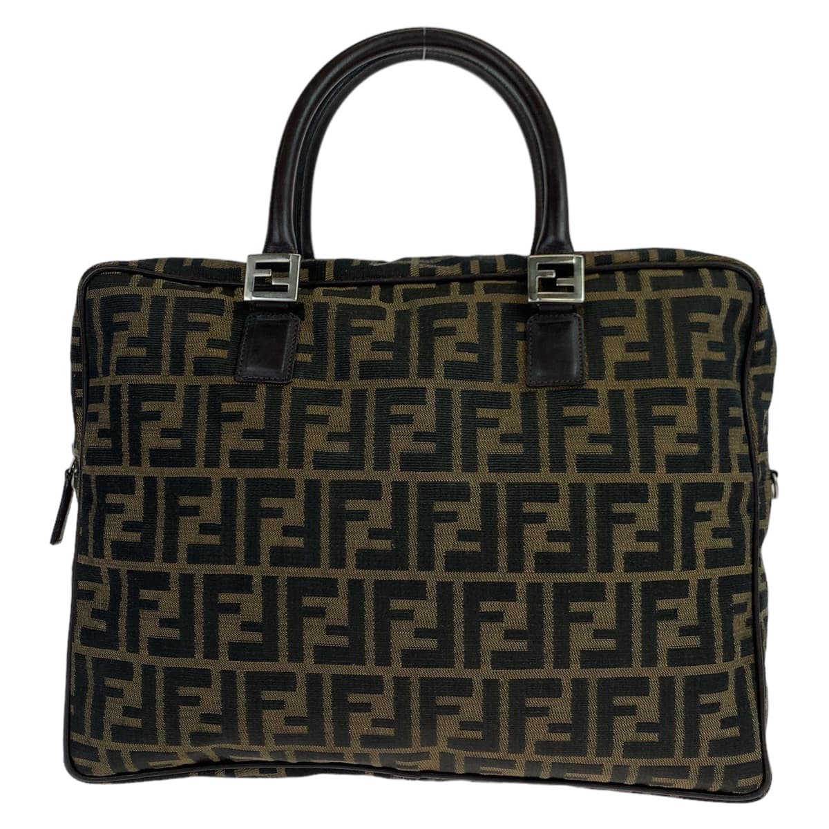 FENDI フェンディ ズッカ ブラウン 茶 シルバー金具 キャンバス / レザー ビジネスバッグ A4対応 男女兼用  メンズ