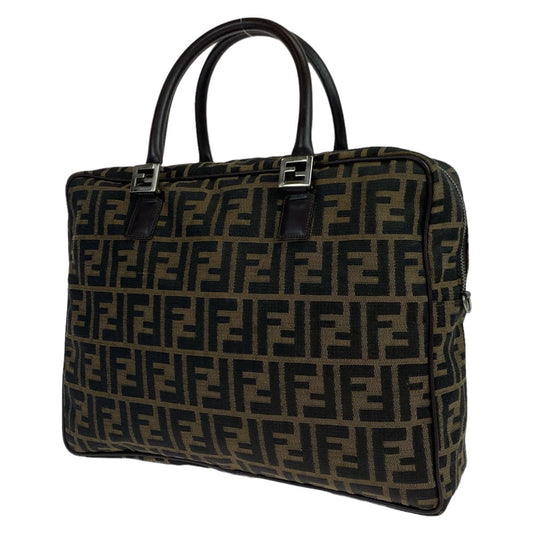 FENDI フェンディ ズッカ ブラウン 茶 シルバー金具 キャンバス / レザー ビジネスバッグ A4対応 男女兼用  メンズ