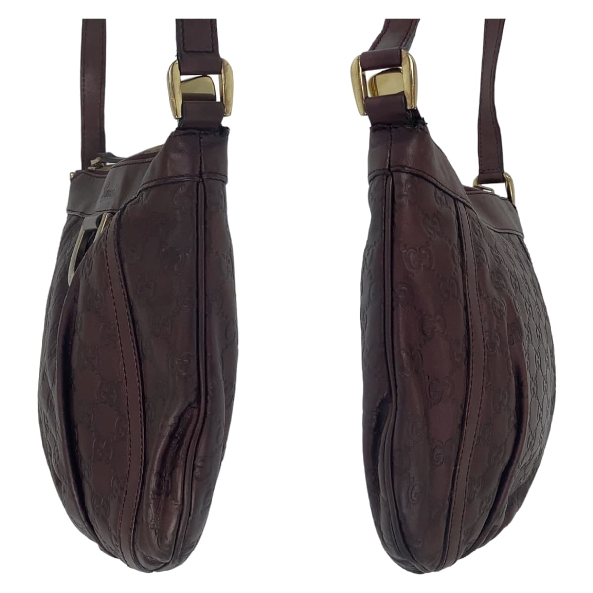 10616
GUCCI グッチ グッチシマ アビー 男女兼用 ブラウン シルバー金具 レザー 203257 斜め掛け ショルダーバッグ  レディース