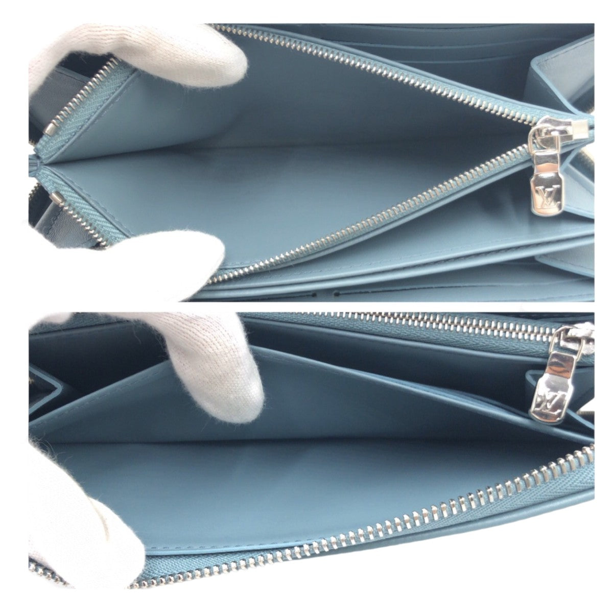 10617
LOUIS VUITTON ルイヴィトン クッサン モノグラム エンボス 日本限定色 ブルーグラシエール シルバー金具 レザー M81707 長財布 ジッピーウォレット ロングウォレット ラウンドファスナー  レディース