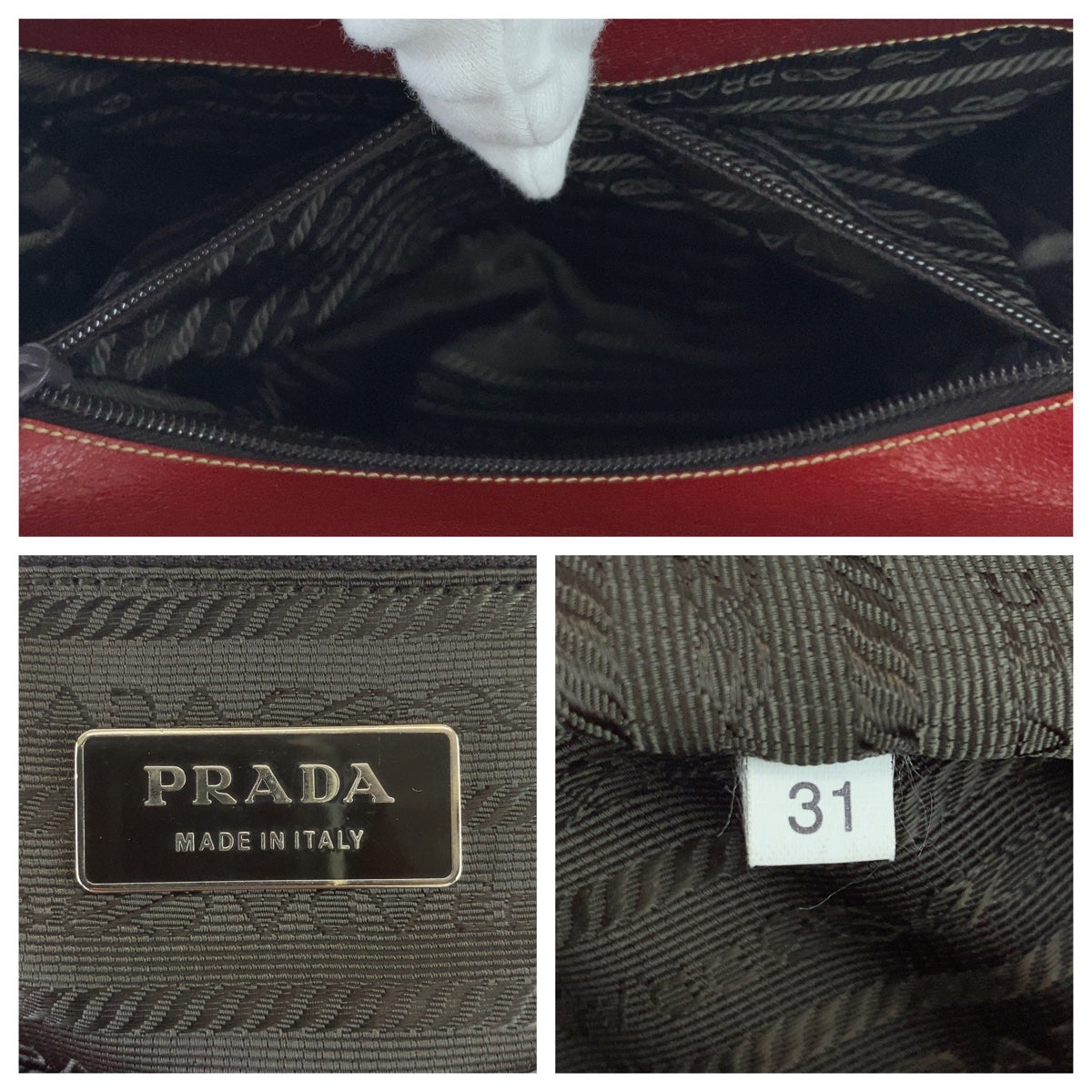 PRADA Prada Doctor's Bag Red Silver Hardware Leather Handbag Large Capacity Women's